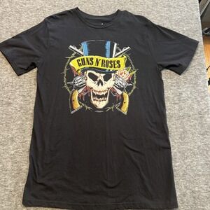 Guns N' Roses Skull Top Hat Pistol Logo Black T-Shirt Bravado 2016 size Large